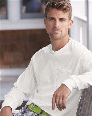 Brand: Hanes | Style: 5596 | Product: Tagless Long Sleeve T-Shirt with a Pocket