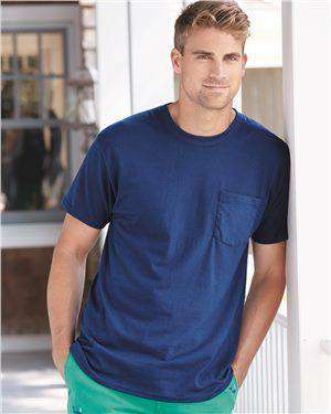 Brand: Hanes | Style: 5590 | Product: Tagless T-Shirt with a Pocket