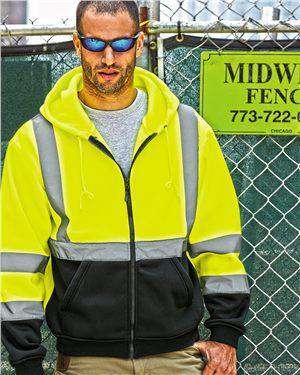 Brand: ML Kishigo | Style: JS102-103 | Product: Hi-Vis Hooded Full-Zip Sweatshirt