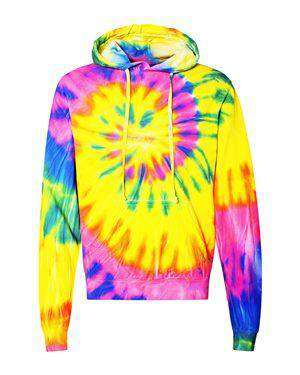 Brand: Dyenomite | Style: 854MS | Product: Multi-Color Spiral Pullover Hooded Sweatshirt