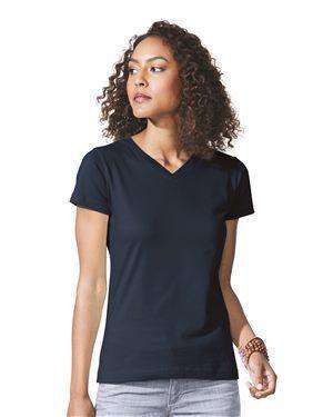 Brand: LAT | Style: 3507 | Product: Women's V-Neck Fine Jersey Tee