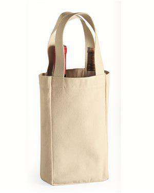 Brand: Liberty Bags | Style: 1726 | Product: 10 Ounce Cotton Canvas Double Bottle Wine Tote