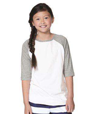 Brand: LAT | Style: 6130 | Product: Youth Baseball Fine Jersey Three-Quarter Sleeve Tee