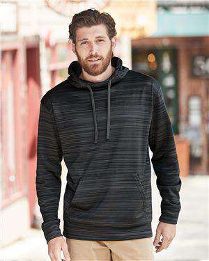 Brand: J. America | Style: 8661 | Product: Odyssey Striped Performance Fleece Hooded Pullover Sweatshirt