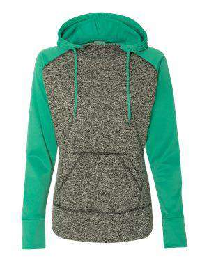 J America Women's Fleck Scuba Neck Hoodie Sweatshirt - 8618