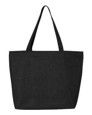 Q-Tees Zipper Closure Canvas Tote Bag - Q611