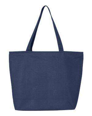 Q-Tees Zipper Closure Canvas Tote Bag - Q611