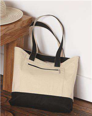 Brand: Q-Tees | Style: Q1300 | Product: 18.6L Canvas Zipper Tote