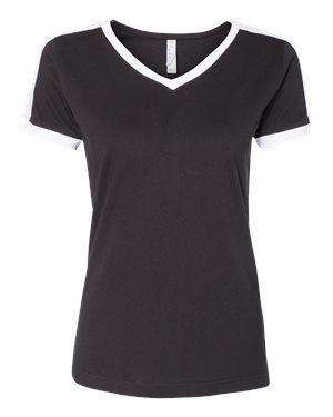 LAT Women's Retro Ringer V-Neck T-Shirt - 3532