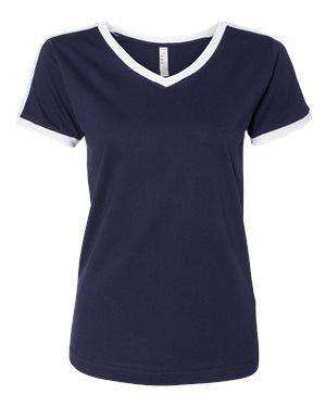 LAT Women's Retro Ringer V-Neck T-Shirt - 3532