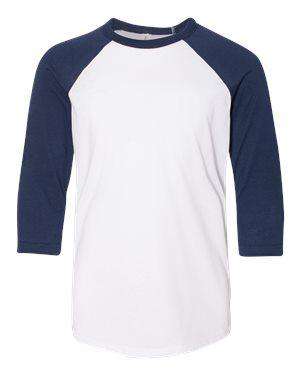 Bella + Canvas Youth 3/4-Sleeve Raglan Baseball T-Shirt - 3200Y