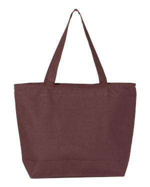 Q-Tees Zipper Closure Canvas Tote Bag - Q611