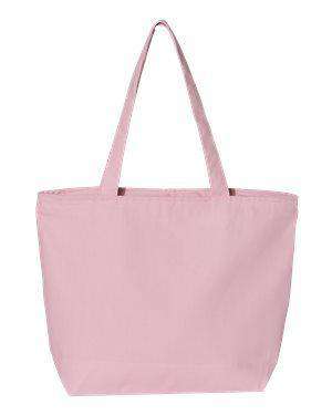 Q-Tees Zipper Closure Canvas Tote Bag - Q611