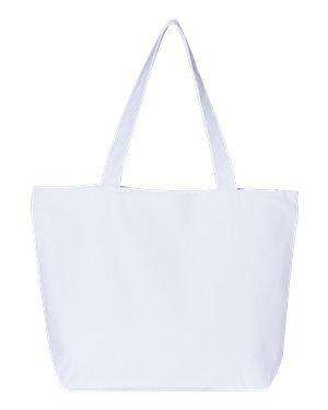 Q-Tees Zipper Closure Canvas Tote Bag - Q611