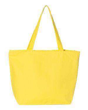 Q-Tees Zipper Closure Canvas Tote Bag - Q611