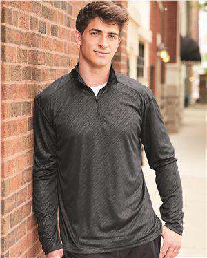 Brand: Badger | Style: 4134 | Product: Line Embossed Quarter-Zip Long Sleeve Tee