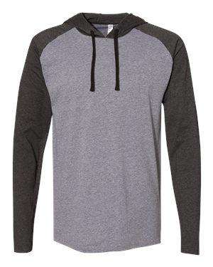 LAT Men's Raglan Long Sleeve Hoodie T-Shirt - 6917