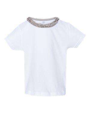 Rabbit Skins Toddler Girl's Ruffle Neck T-Shirt - 3329