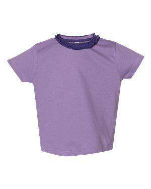 Rabbit Skins Toddler Girl's Ruffle Neck T-Shirt - 3329