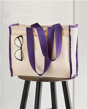 Brand: Q-Tees | Style: Q1100 | Product: Gussetted Tote with Colored Handles