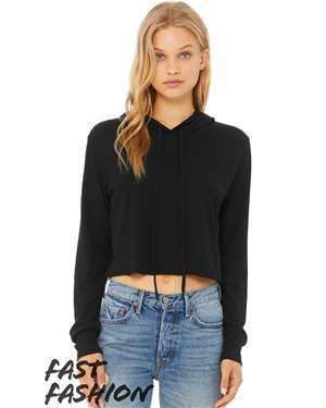 Bella + Canvas Women's Crop Long Sleeve Hoodie T-Shirt - 8512