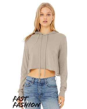 Bella + Canvas Women's Crop Long Sleeve Hoodie T-Shirt - 8512