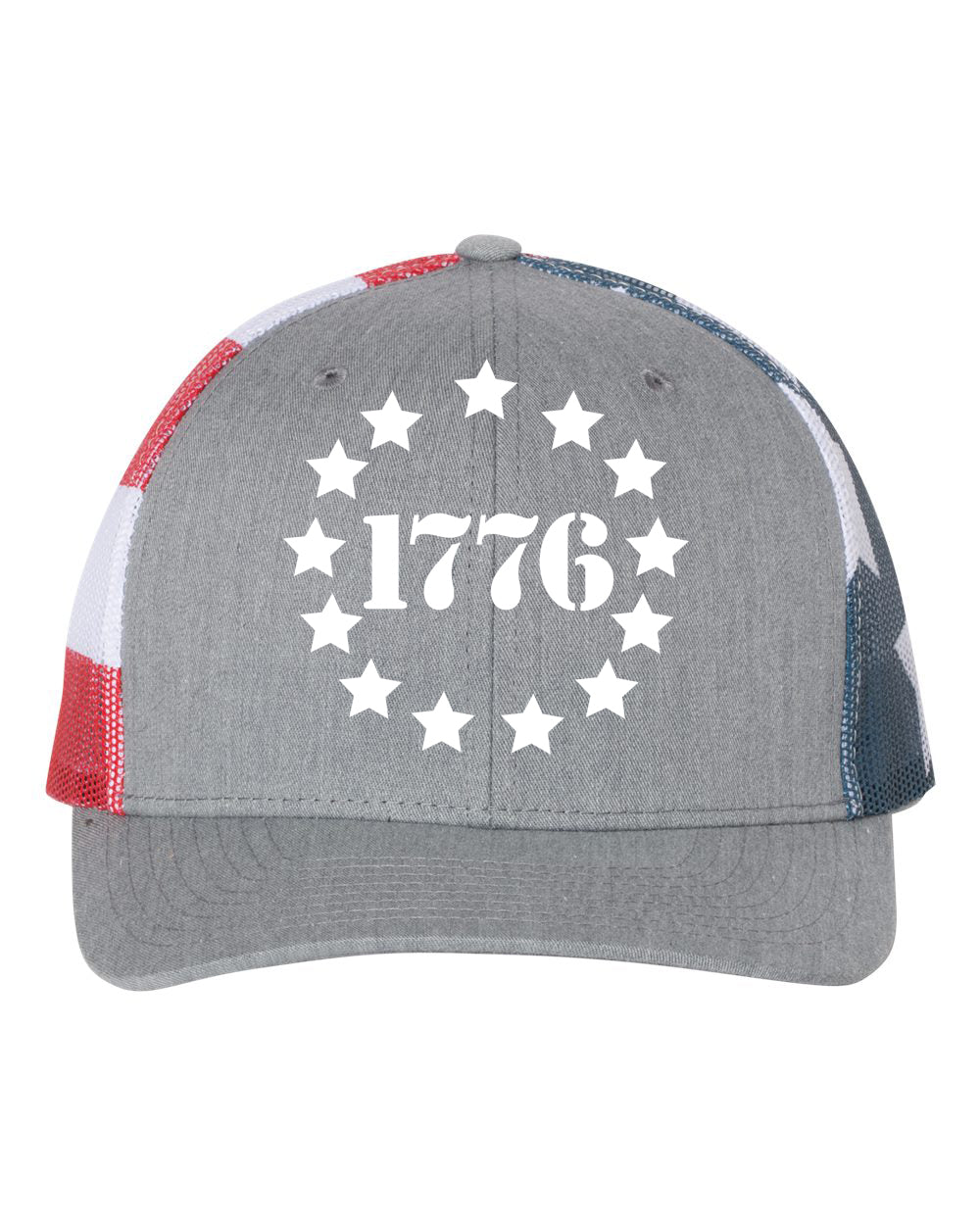 1776 Embroidered Stars and Stripes Mesh Trucker Snapback Cap